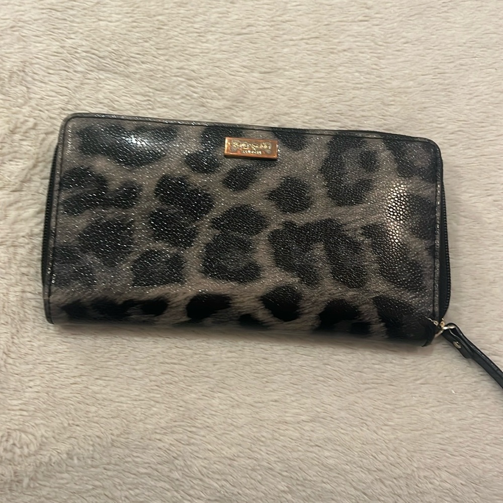 KATE SPADE New York Leopard Print Zip Around Wallet